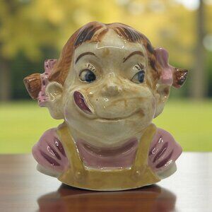 Yum-EE-Yum Girl Head Vase Occupied Japan Ceramic  Planter Vintage Whimsical